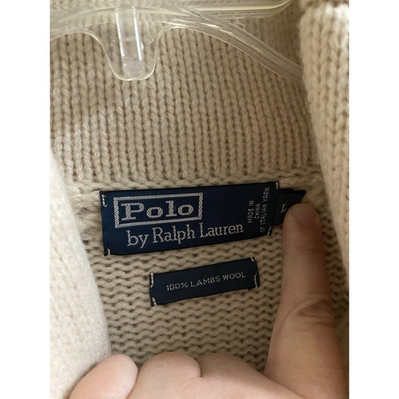 Vintage Polo Ralph Lauren 100% Lambs Wool Sweater Size L Asymmetrical Neck Zip - Picture 4 of 16